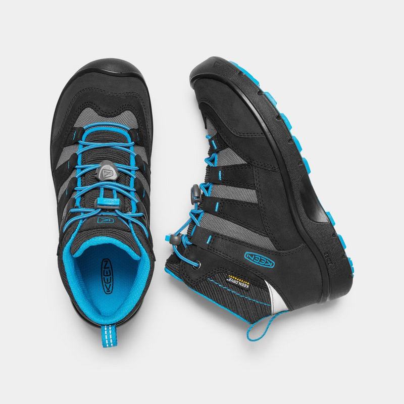 Botas De Montaña Keen Hikeport Waterproof Mid Para Niños Negros/Azules - Botas Keen Mexico (016854-L